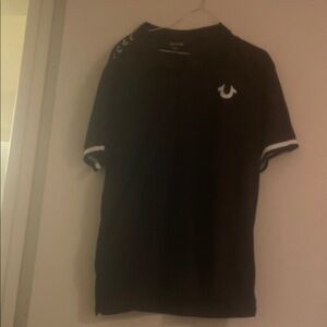 True Religion Black Polo Shirt with White Accents
